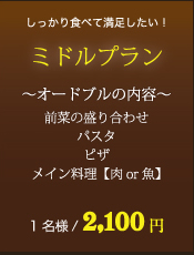 ミドルプラン1名様/2100円